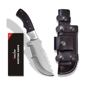 10.5" D2 Tracker Knife | Horizontal Scout Carry Knifes with Sheath Knives for Men | Full Tang Bushcraft Fixed Blade Hunting Knife