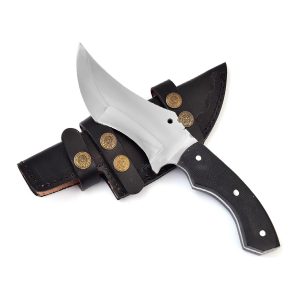 10.5 Inch D2 Tracker Knife Full Tang Fixed Blade Hunting Knife | EDC Horizontal Carry Knife Scout Carry Knife with Sheath | Outdoor Bushcraft Knives for Men (Micarta Handle)
