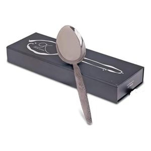 BNAZIND Kunz Special Edition Damascus Pattern Spoon | 18/10 Stainless Steel Plating 9 Inch Basting Quenelle Chef Cooking Utensils Dinner Serving Spoon