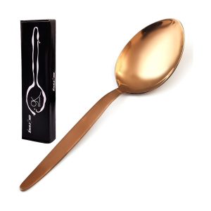 Chef Kunz Spoon Rose Gold | Titanium Shiny18/10 Stainless Steel Basting Serving Spoon | 9 Inch Plating Daily Chef Cooking Utensils