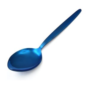 Chef Kunz Spoon Shiny Blue |18/10 Stainless Steel Titanium Chef Spoon | 9 Inches Plating Daily Serving Quenelle Cooking Spoons
