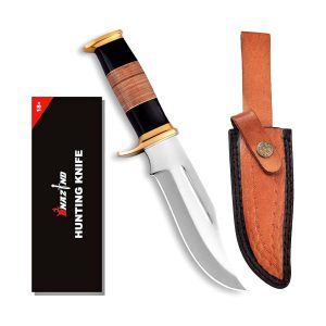 D2 10 Inches Crocodile Dundee Knife Bowie Knife with Sheath Fixed Blade Hunting Knife, Survival Knives for Camping, Skinning, Bushcraft and Outdoors