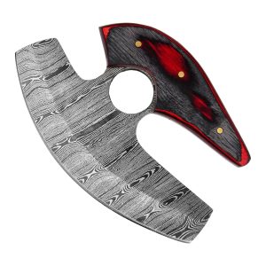 Damascus Alaskan Ulu Knife Pizza Cutter Rocker Knife - Multi-Purpose Damascus Knives For Skinning, Hunting, Chopping knife with Sheath, Damascus Steel Chef Knives