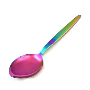 Kunz Rainbow Spoon | 18/10 Stainless Steel Titanium Shiny Basting Spoon | 9 Inches Plating Daily Chef Quenelle Serving Spoons