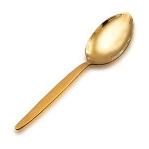 Kunz Shiny Golden Spoon |18/10 Stainless Steel Titanium Basting Spoon | Daily Plating Chef Quenelle spoons | Dishwasher Safe