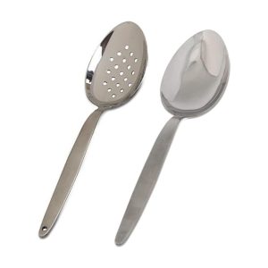 Kunz Spoon Bundle |18/10 Stainless Steel Plating Spoon | 9 Inch Basting Spoon | Quenelle Chef Spoon |Cooking Utensils Spoon | Dinner Serving Spoon